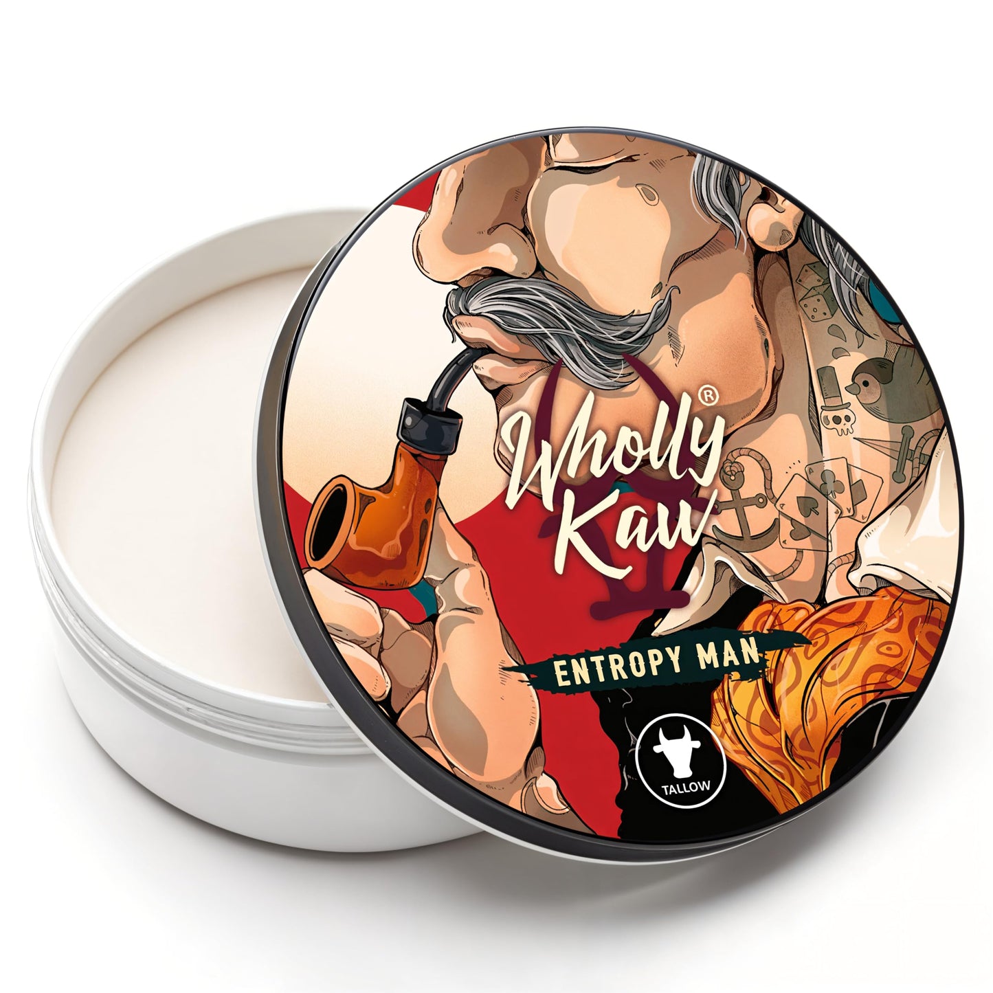 Entropy Man Tallow Shaving Soap. Enriched with Donkey Milk, Water Buffalo Milk, Whey Proteins, Omega 3, Omega 6, Hops Extract. Tobacco, Leather, Plum Beauty and Personal Care Wholly Kaw