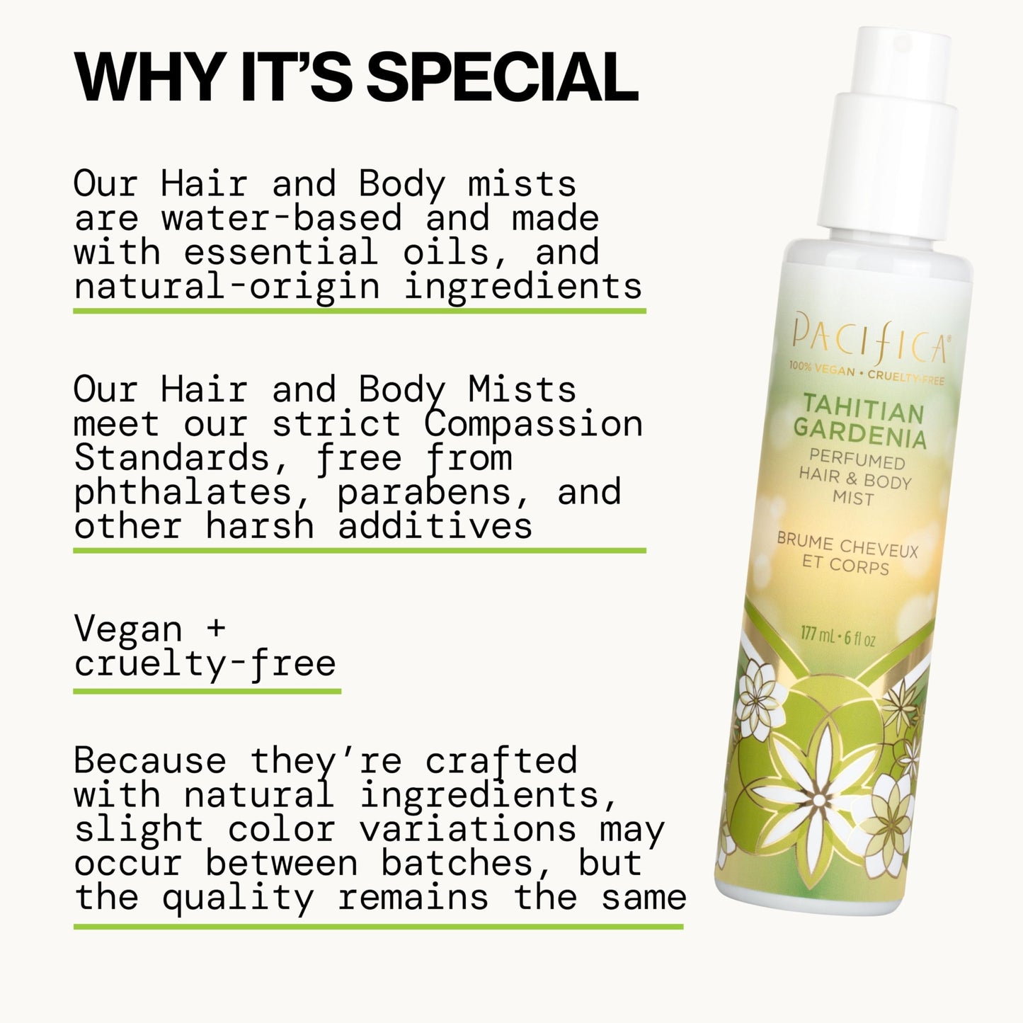 Pacifica Tahitian Gardenia Perfumed Hair & Body Mist, Alcohol-Free Spray Designed For Head-To-Toe Wear, Vegan & Cruelty-Free, 6 Fl Oz Beauty & Personal Care Pacifica
