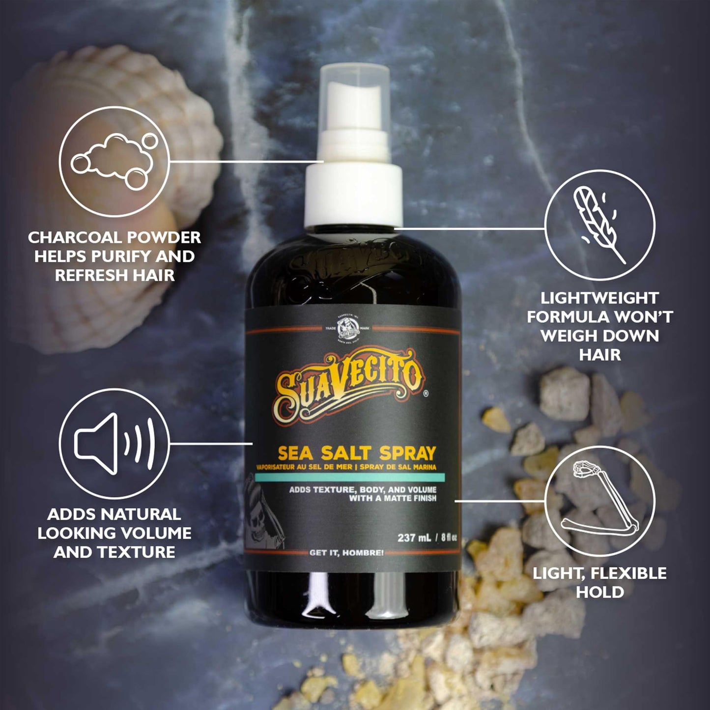 Suavecito Sea Salt Spray - Natural Hair Volume and Texture with Light Flexible Hold for Men, Alcohol & Paraben-Free, 8 oz Beauty & Personal Care Suavecito