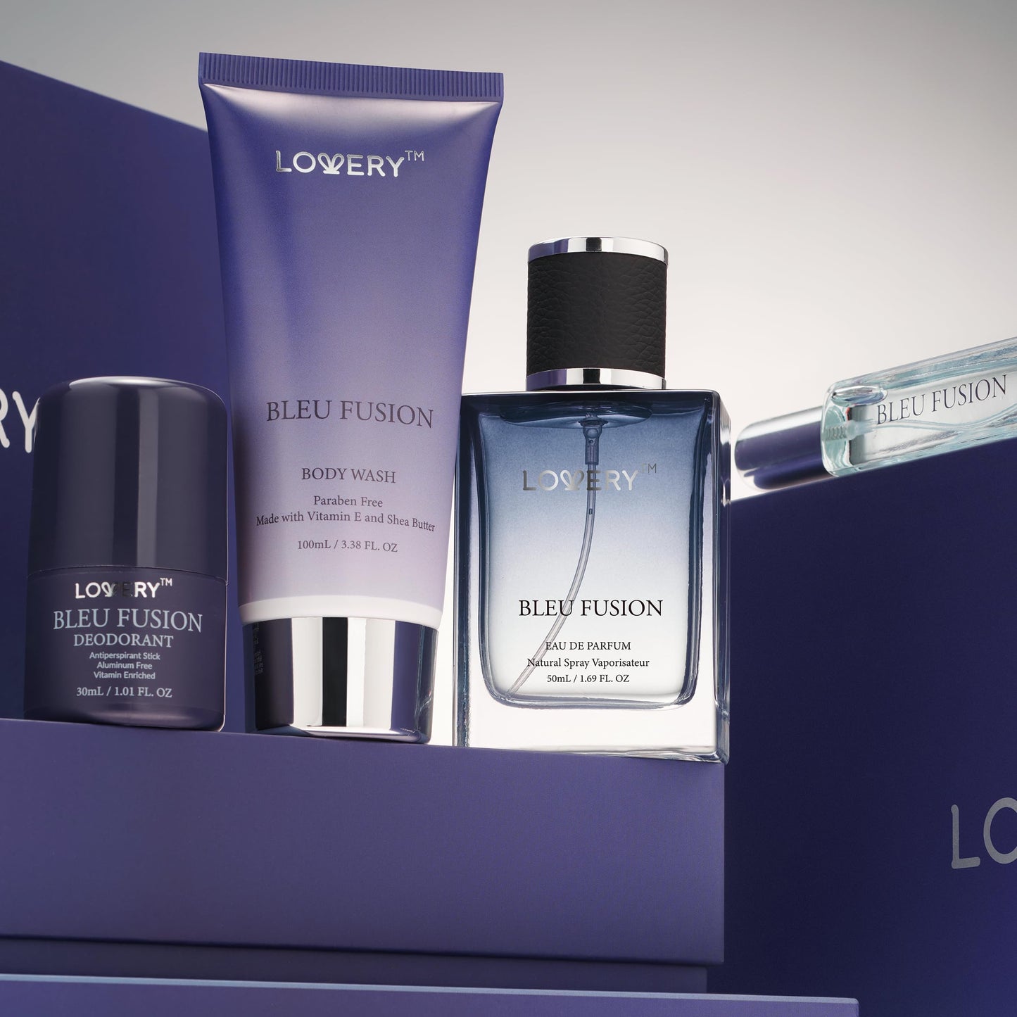 Blue Fusion Perfume for Men, Mens Cologne Set 4 in 1 Perfume Set & Colognes Gift Set - 4 Piece Parfum, Antiperspirant Deodorant Stick, Body Lotion Beauty & Personal Care LOVERY