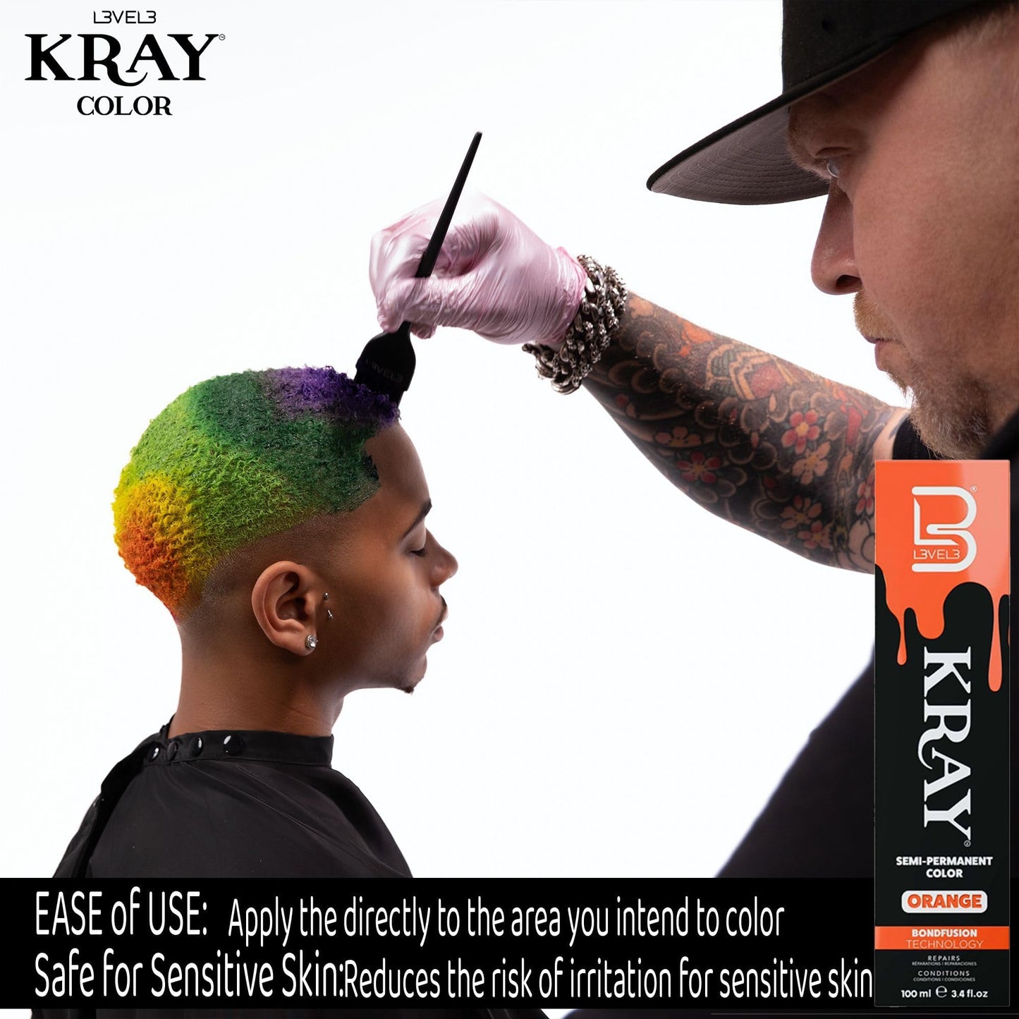 L3 - Level 3 Kray Semi Permanent Hair Color - Semi Permanent Hair Dye with Aloe Vera - Orange Beauty & Personal Care L3