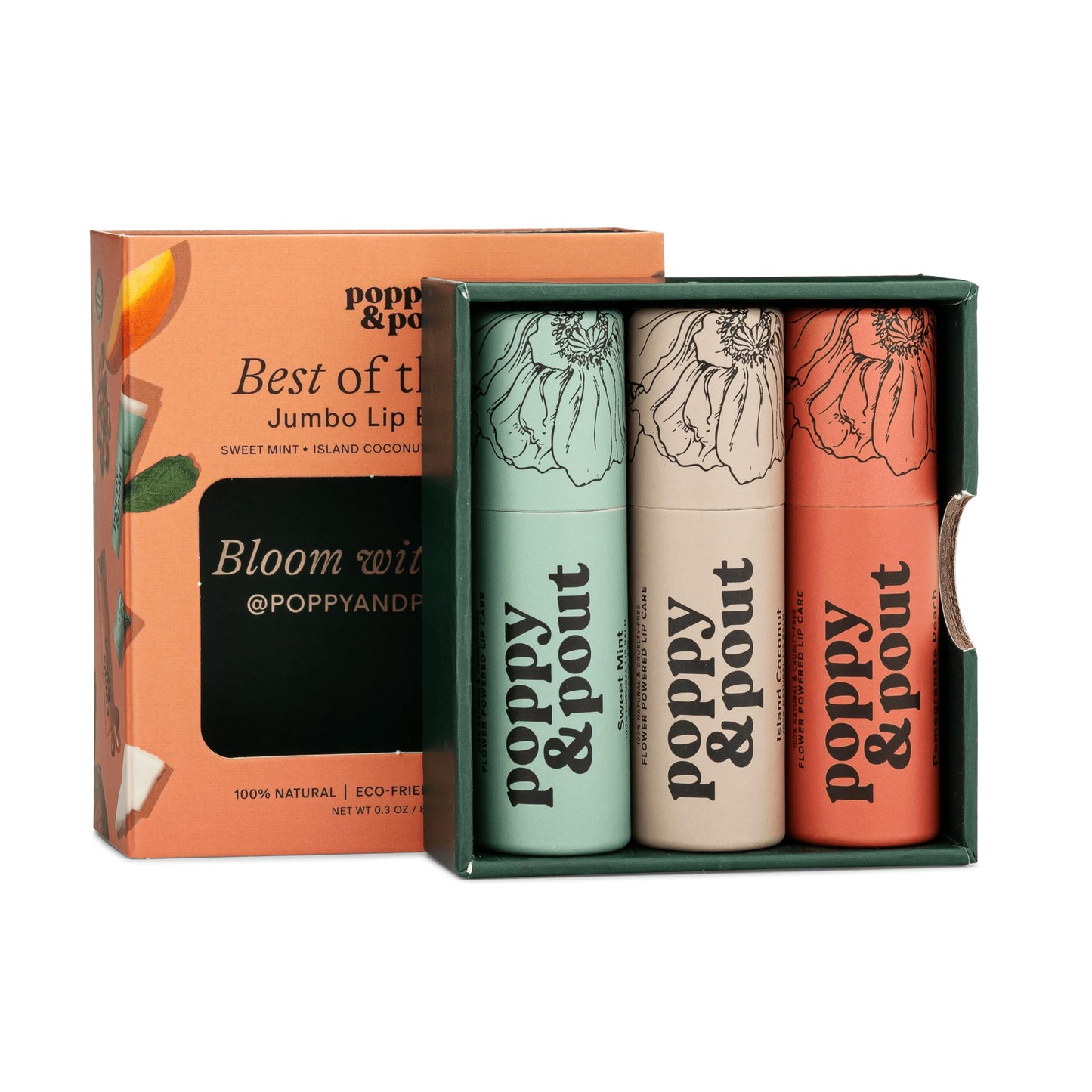 Jumbo Lip Balm Gift Set (3-Pack, Top Flavors) - Poppy & Pout All Natural Lip Balms & Moisturizers - Hydrates with Beeswax, Vitamin E, Organic Coconut Beauty and Personal Care Poppy & Pout
