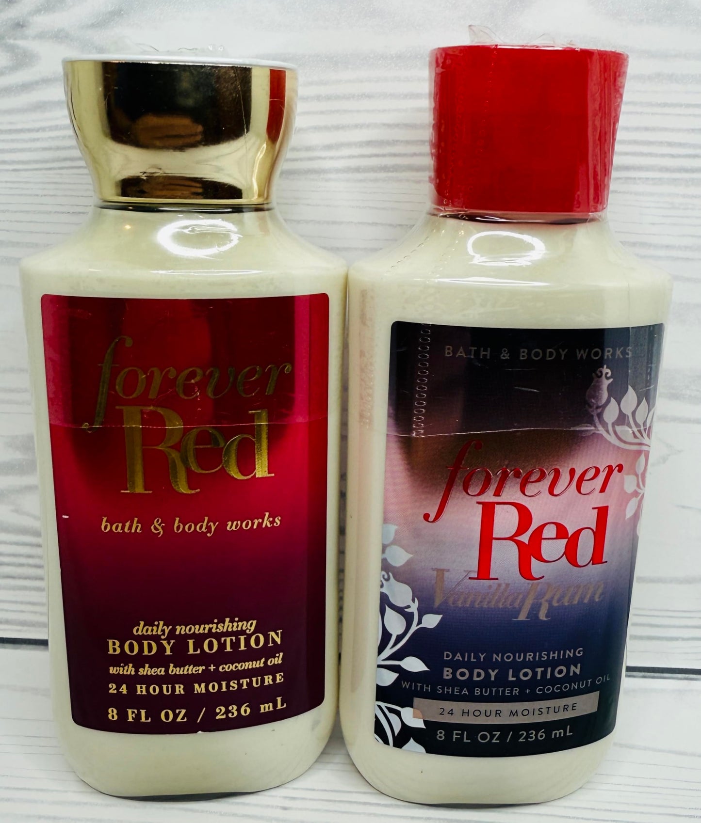 Bath & Body Works Forever Red + Forever Red Vanilla Rum Body Lotion Set of 2 - Warm Fruity Vanilla Gift Set Beauty & Personal Care Bath & Body Works