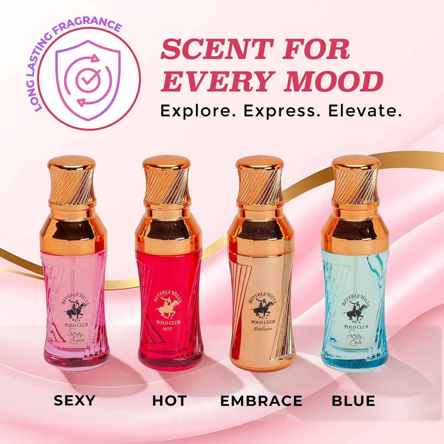 Beverly Hills Polo Club BHPC Perfume Gift Set for Women | 4 Piece Eau de Parfum Sexy, Sexy Blue, Hot, Embrace Fragrances Beauty & Personal Care Beverly Hills Polo Club