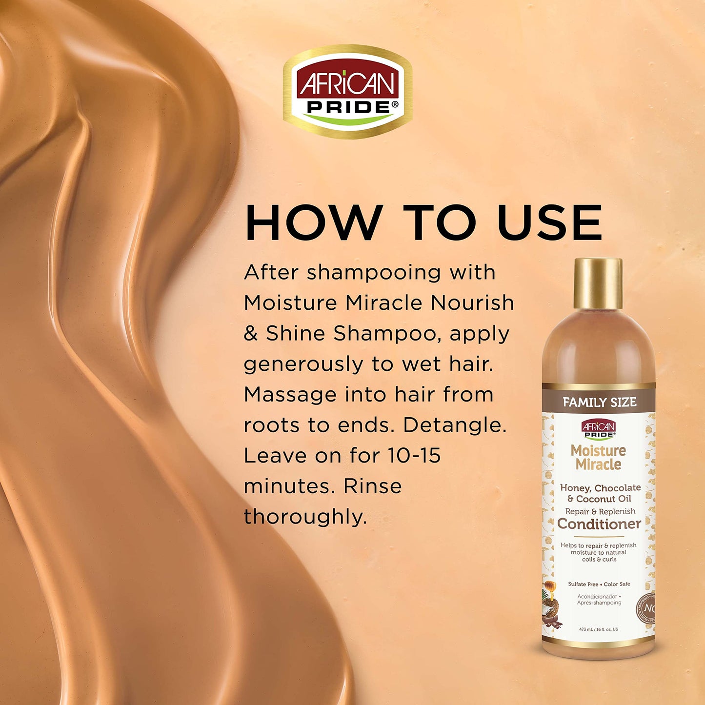 African Pride Moisture Miracle - For Natural Coils & Curls, Nourishes & Shines, Sulfate Free, Color Safe (Conditioner) Beauty & Personal Care African Pride