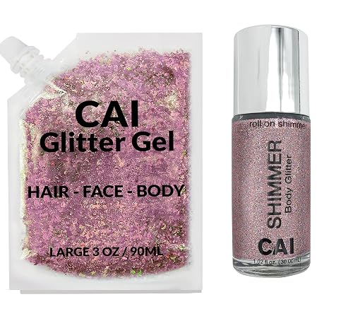 Face, Body & Hair Glitter Gel - Halloween Glitter for Kids and Women - 3 Oz Cosmetic-Grade Gel w/Moon & Stars for Festivals & Halloween Party, Easy Beauty & Personal Care CAI BEAUTY NYC