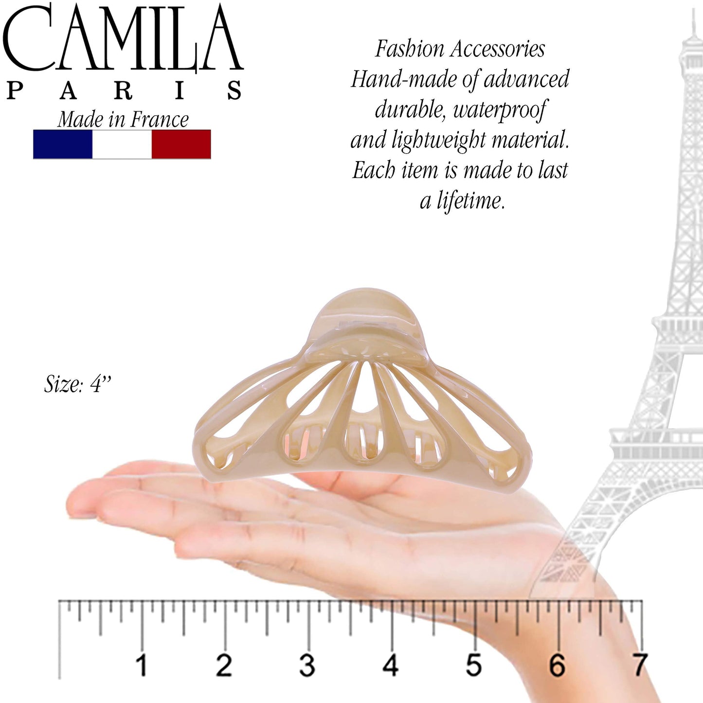 Camila Paris CP3054 French Hair Clip for Women with Thick, Long and Curly Wavy hair, Beige, No Slip Girls Fashion Styling Hair Accessory, Strong Hold Beauty & Personal Care Camila