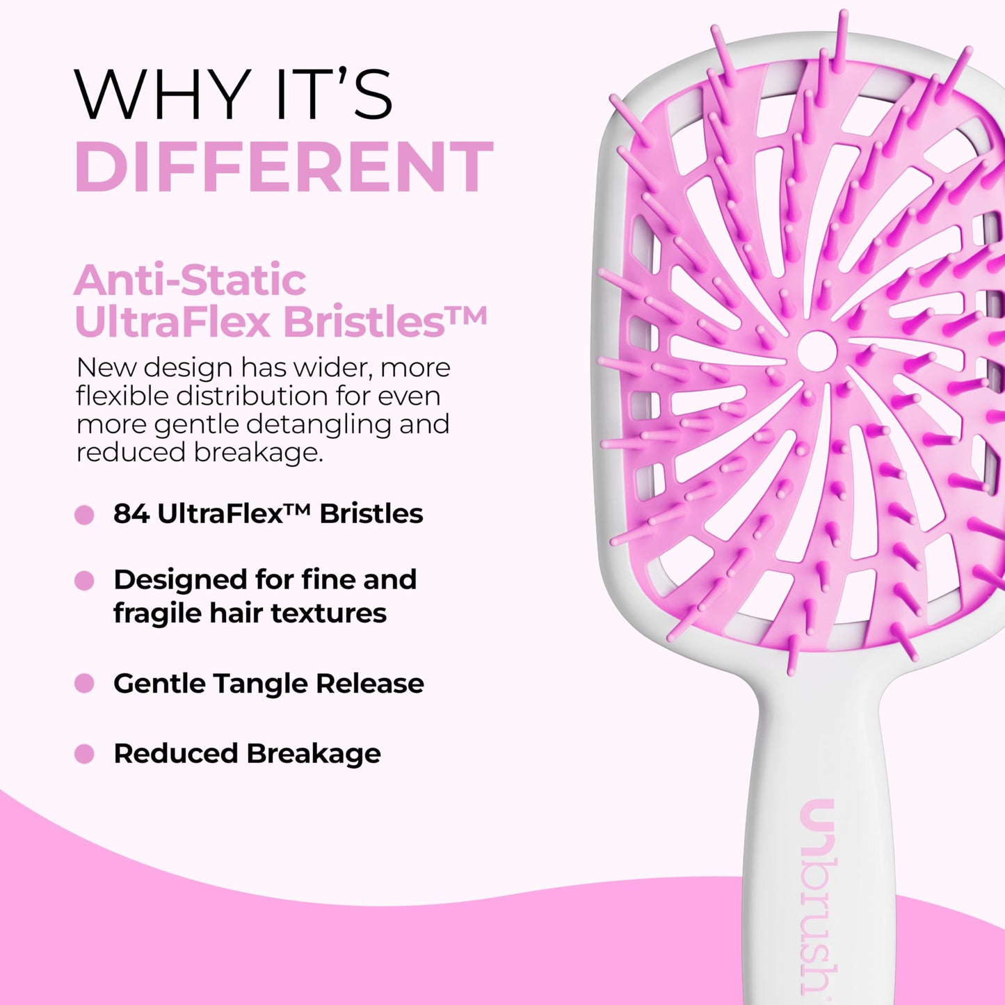 FHI Heat UNbrush Plus - Curly Hair Brush for Gentle & Effective Detangling on Wet or Dry Fragile Hair Types - Detangler Brush w/ 84 UltraFlex Beauty and Personal Care FHI Heat