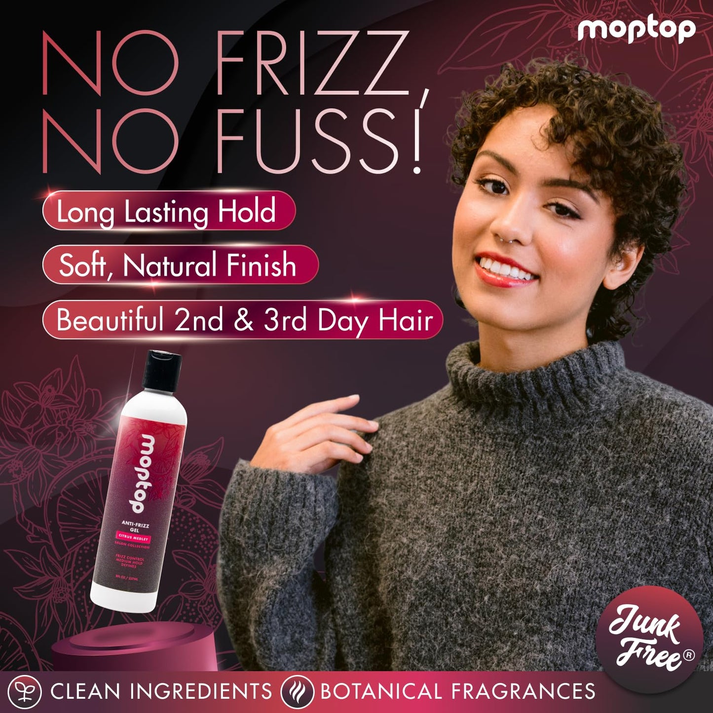 MopTop Salon Anti Frizz Hair Gel - Salon Quality Curl Defining Gel to Enhance Wavy, Curly and Kinky-Coily Hair, Medium Hold, For Frizz Control, Beauty & Personal Care MopTop