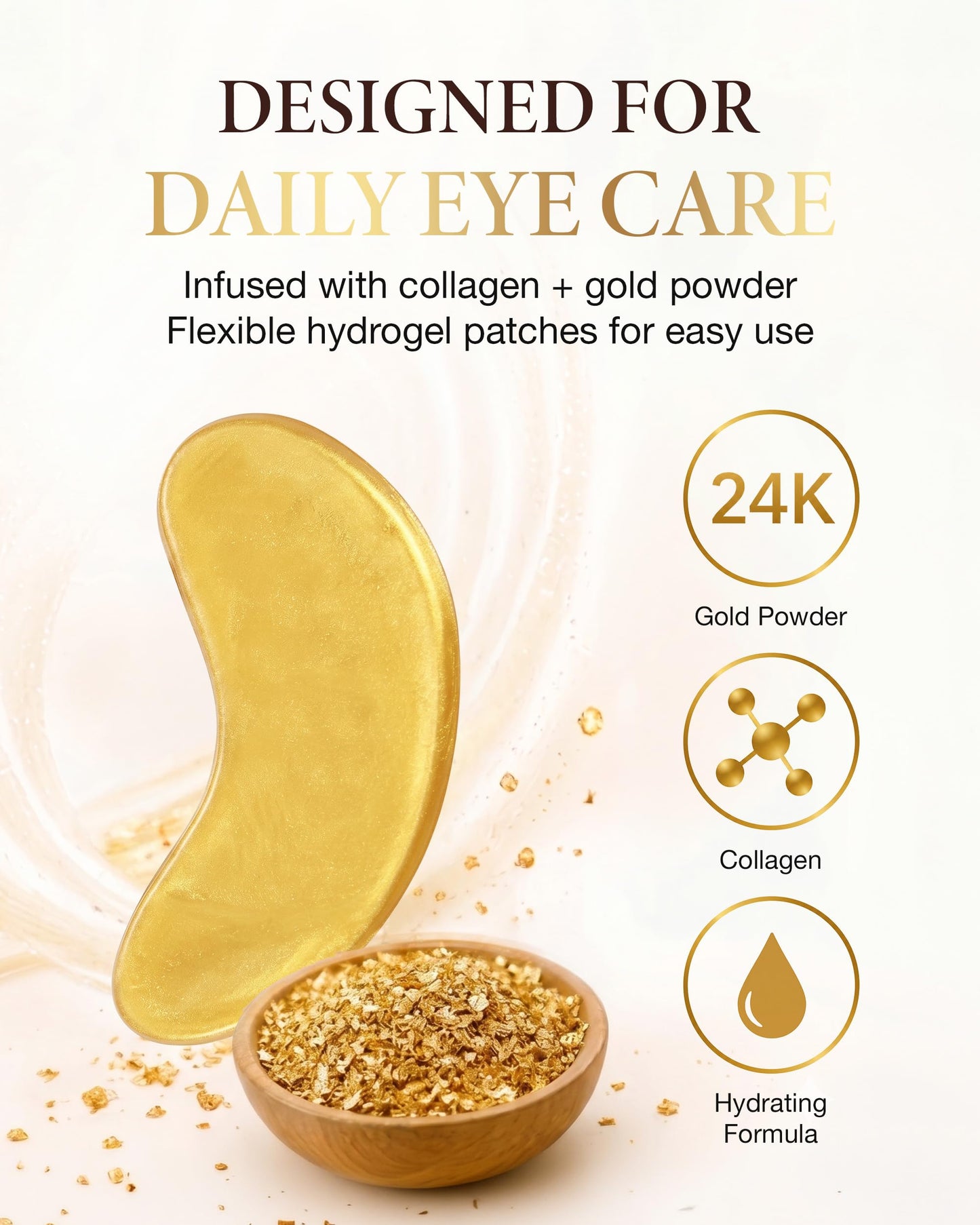 AICHUN BEAUTY Crystal Collagen Gold Eye Mask - 24K Gold Eye Mask Patches - Hydrating Gold Eye Mask Crystal Gel Patches, 30 Pack Beauty & Personal Care AICHUN BEAUTY