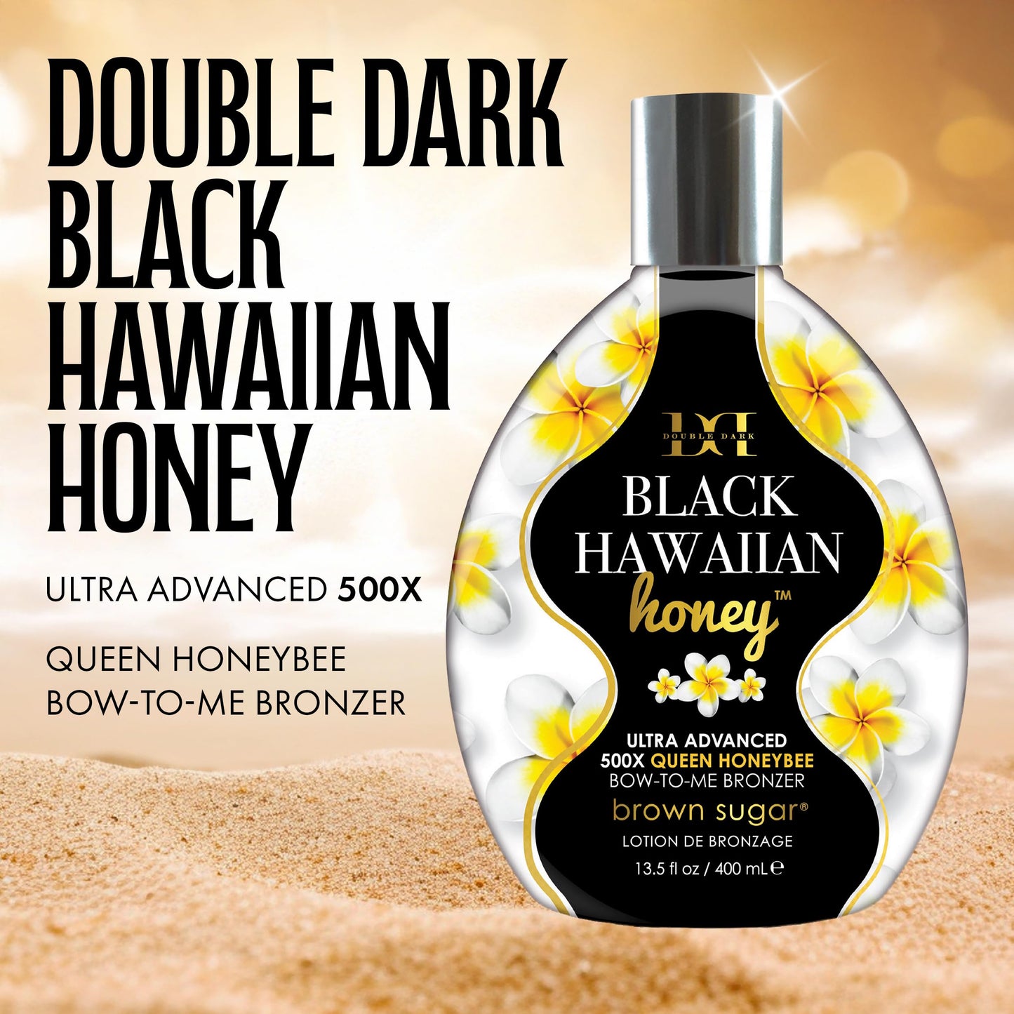 Brown Sugar Double Dark Black Hawaiian Honey Tanning Lotion, Ultra Advanced 500X Black Bronzer with Queen Honeybee Complex & Hawaiian Extracts, 13.5 Beauty & Personal Care Brown Sugar