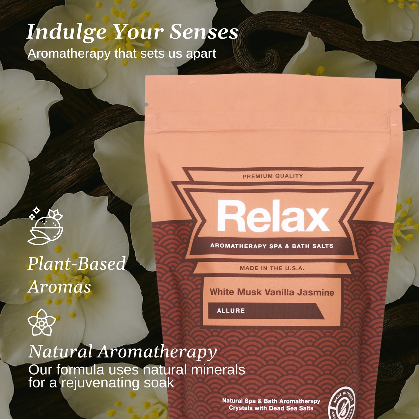 Relax Spa & Bath Aromatherapy Bath Salts for Hot Tub, Bath, or Spa, 2LB Bag Infused with Magnesium, Bath Salt for Soaking, White Musk Vanilla Jasmine Beauty and Personal Care Relax Spa & Bath