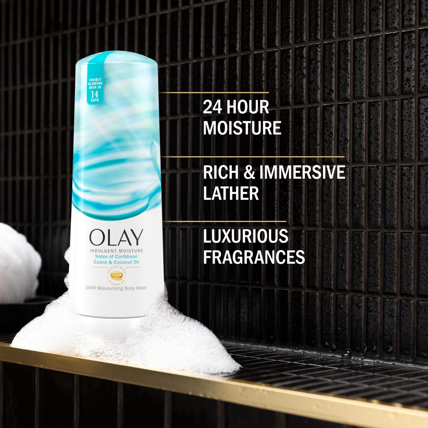 Olay Body Wash for Women, Indulgent Moisture, 24hr Moisturizing & Nourishing Formula, Infused with Vitamin B3 Complex, Luxurious Fragrances, Guava Beauty & Personal Care Olay