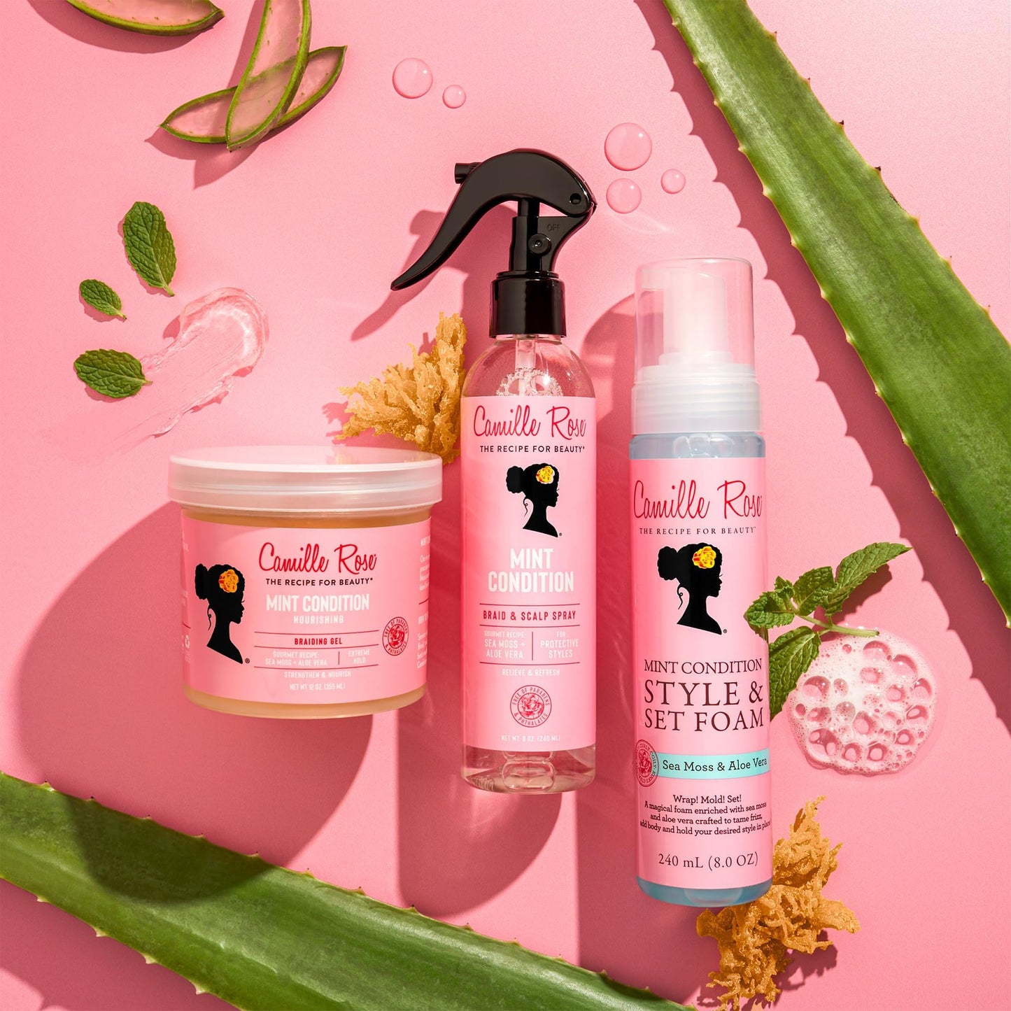 Camille Rose Style & Set Foam, Mint Condition - Sea Moss & Aloe Vera Hair Styling Mousse, Curl Defining, Volumizing + Frizz Control, 8 Oz Beauty & Personal Care Camille Rose