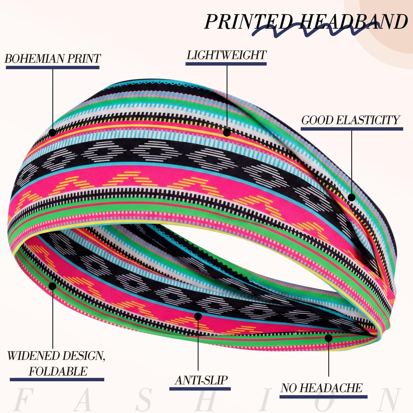 obeoby Sweat-Absorbing Hair Bands, 8 Pack Boho Headbands for Short or Long Hair - Stretchy Great for Yoga, Running, Workout,Hiking Gifts for Women Beauty and Personal Care obeoby