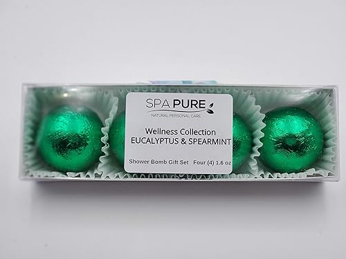 SPAPURE Wellness Collection Eucalyptus Spearmint - (4-Pack) Aromatherapy Fizzing Shower Bombs by Spa Pure Beauty & Personal Care Spa Pure