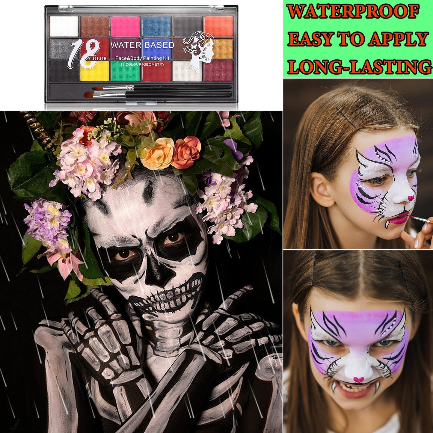 18 Colors Bruise Wheel for Special Effects,Halloween Face Body Paint SFX Makeup,Light Green Witch Zombie Gamora Face Body Paint Oil Based Cosplay Beauty & Personal Care BKPPLZP