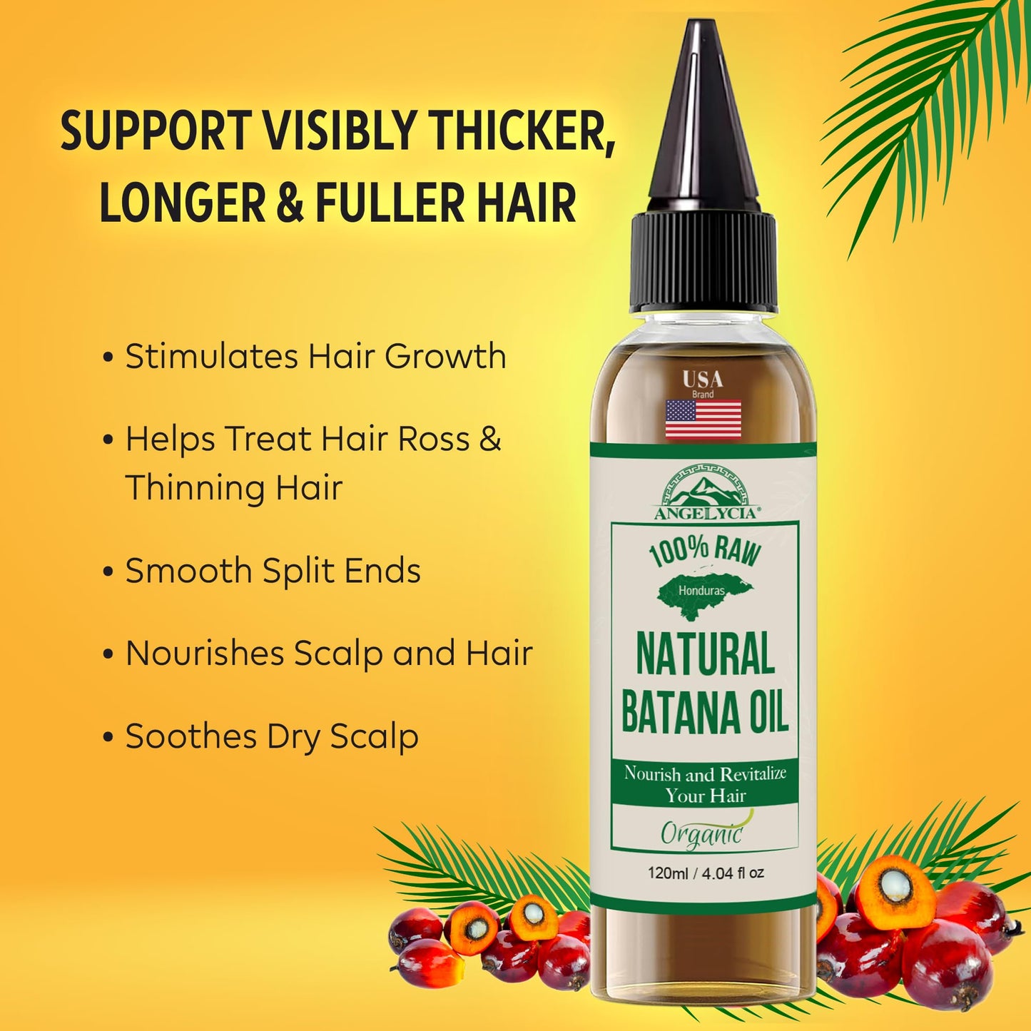 100% Organic Raw Batana Oil from Honduras for Growth, Nourishing & Strengthening All Hair Types | Dr. Sebi Hair Mask - Prevent Loss Beauty & Personal Care ANGELYCIA