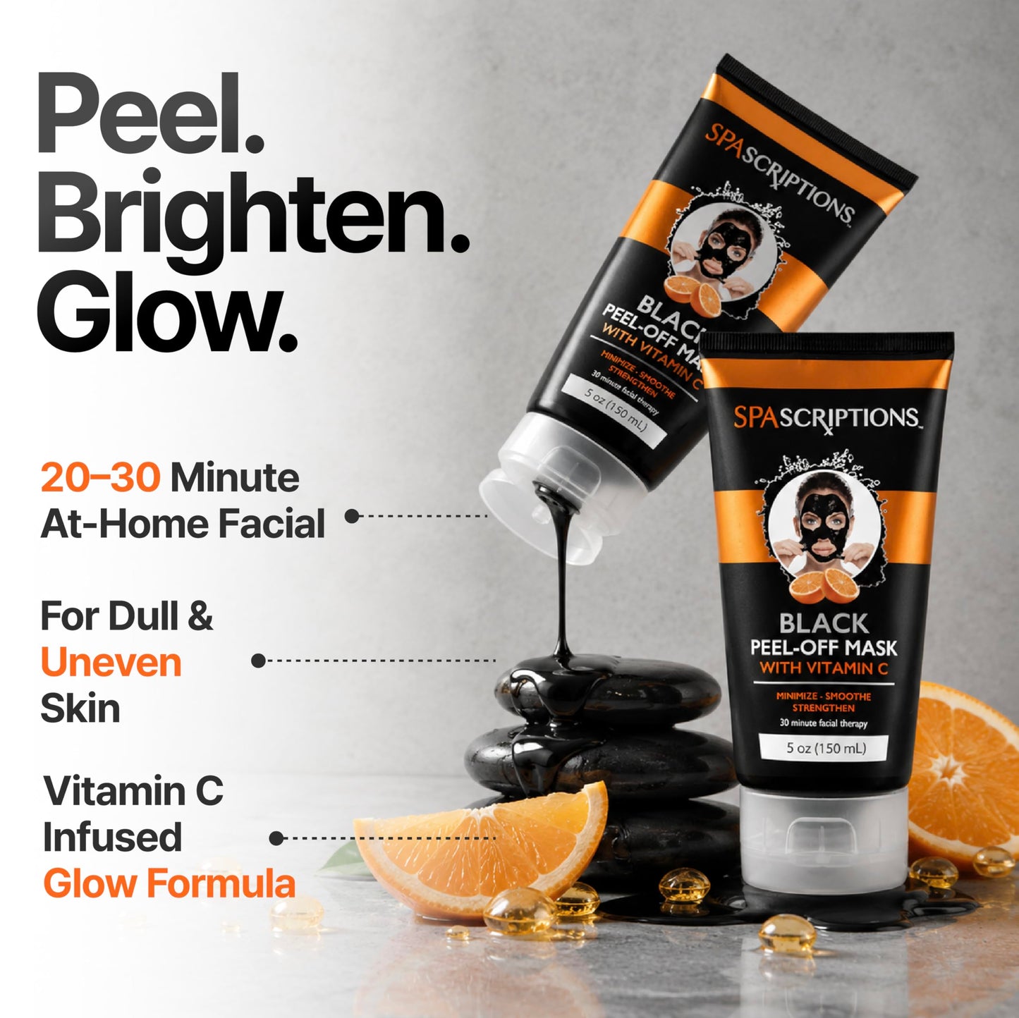 SpaScriptions Vitamin C Peel Off Face Mask - Radiance Boosting Face Mask for Dull Skin, Helps Improve Dark Spots & Uneven Tone, Pore Refining Beauty & Personal Care SpaScriptions