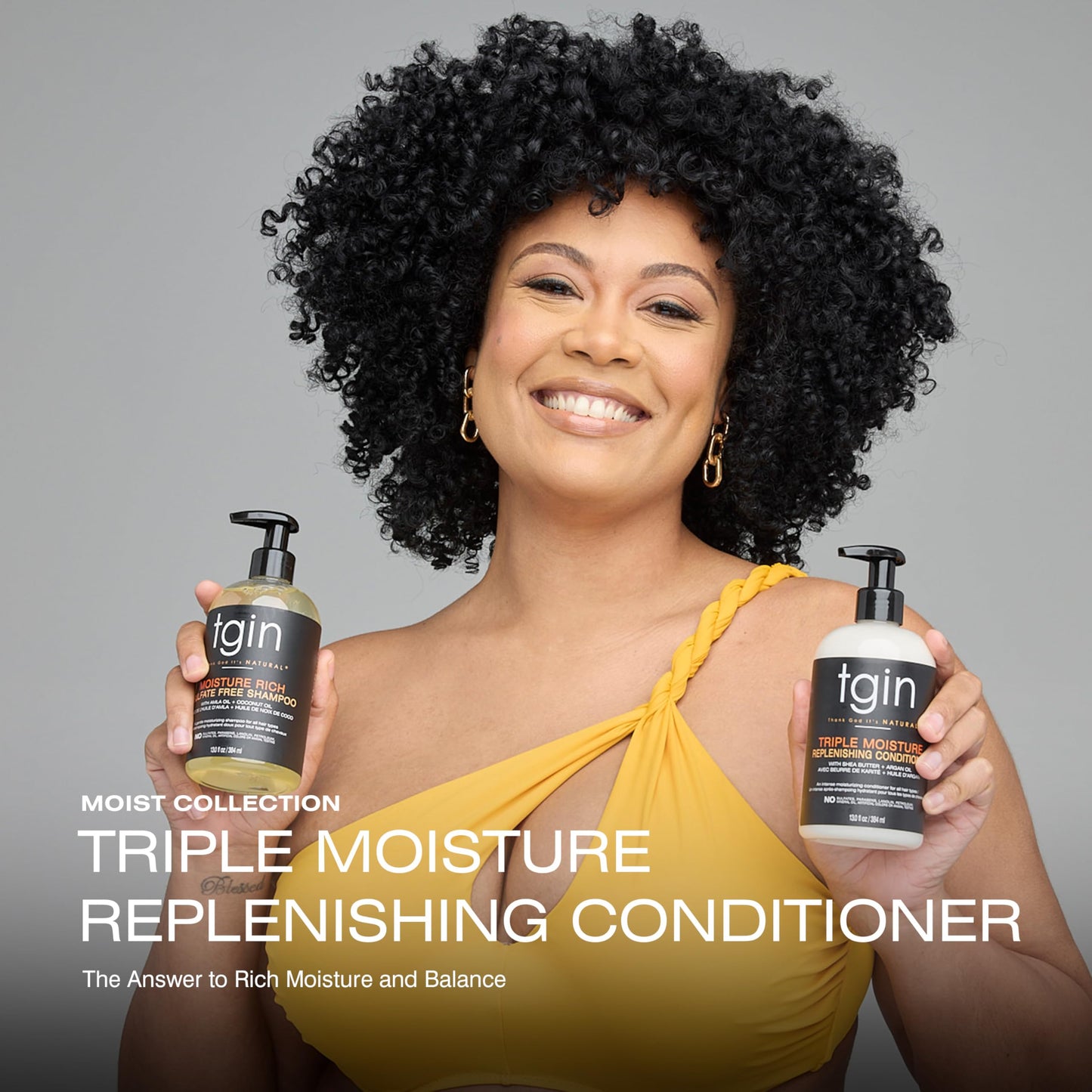 tgin Triple Moisture Replenishing Conditioner for Natural Hair - Conditioner for Women with Deep Hydration for Soft, Shiny, Manageable Curls - Easy Beauty & Personal Care Thank God It's Natural