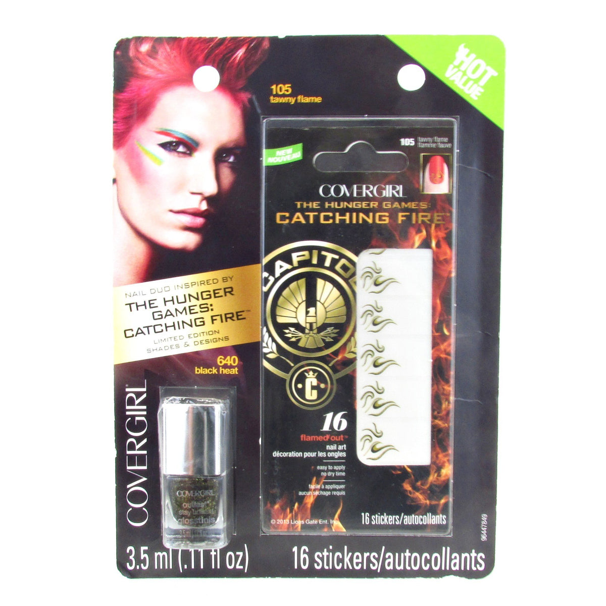 Covergirl The Hunger Games Catching Fire Capitol Collection Nail Art Stickers - 105 Tawny Flame (640 Black Heat)