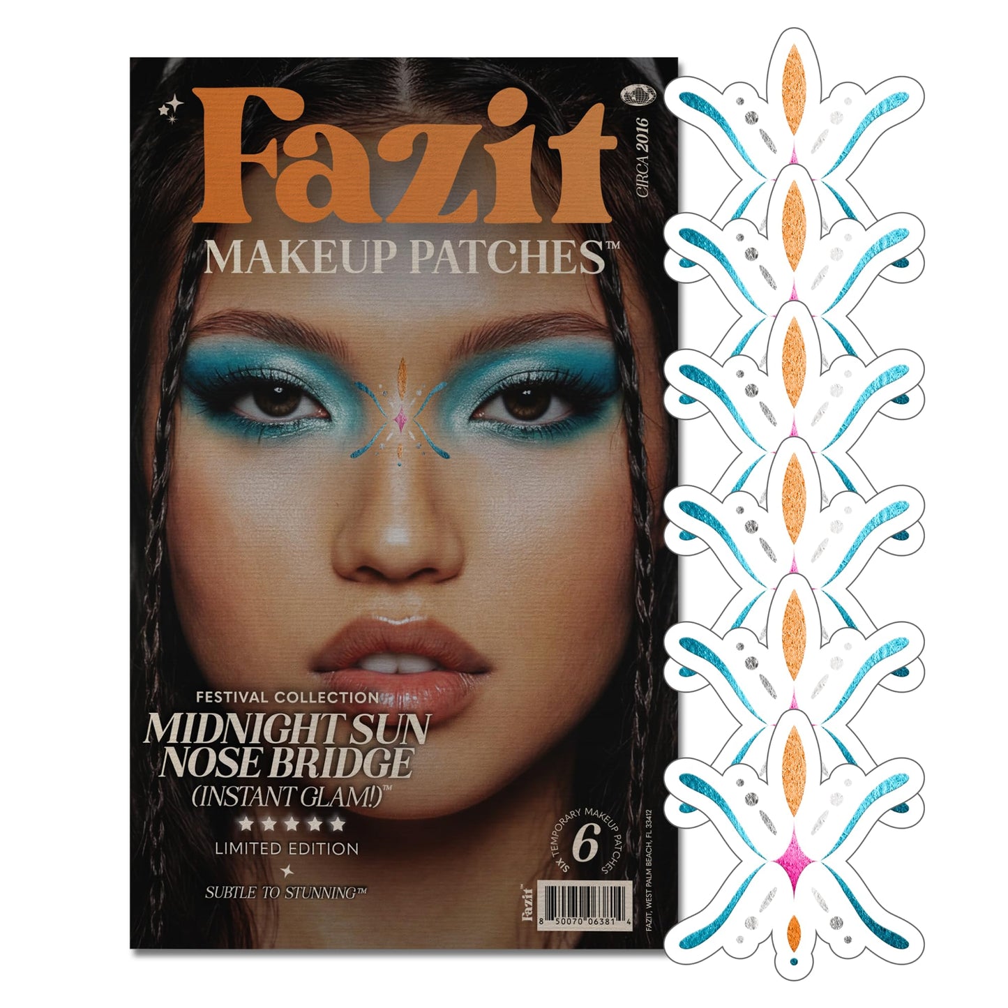 Fazit Makeup Patches - Midnight Sun Nose Bridge - Glow Up Make-Up Patches - Cute Glitter Makeup Accessories for Women - Cosmetic Glitter for Face Beauty & Personal Care Fazit