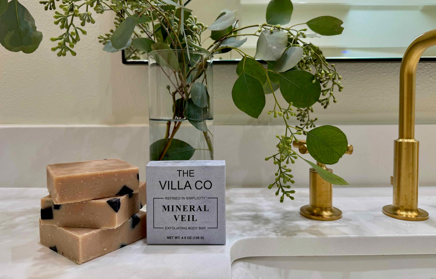 The Villa Co - Mineral Veil | 4.5oz Exfoliating Body Bar for Men | Artisan Made in USA | Natural Ingredients | Activated Charcoal | Rhassoul Clay | Beauty & Personal Care The Villa Co