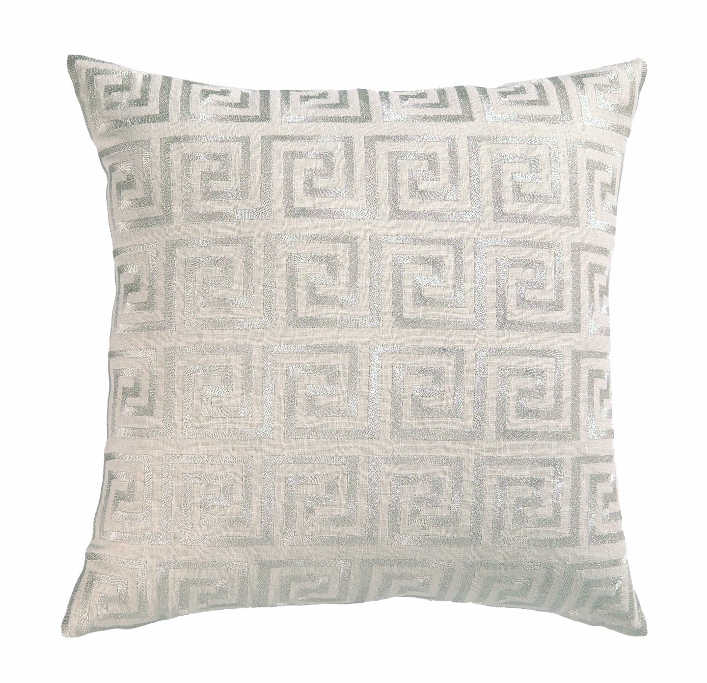 D.L Rhein Peking Handicraft 24DL511BC20SQ 20 x 20 in. Greek Key Metallic Embroidered Pillow, Silver Beauty and Personal Care Horchow
