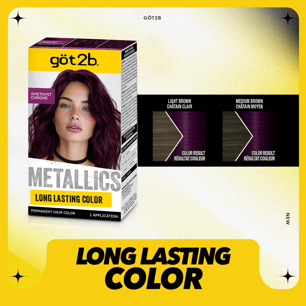got2b Metallics Permanent Hair Dye, Amethyst Chrome M69, Hair Color for Women & Men, Formulated with Metallic-Shine Booster for Cool, Shimmering Beauty & Personal Care Got2B