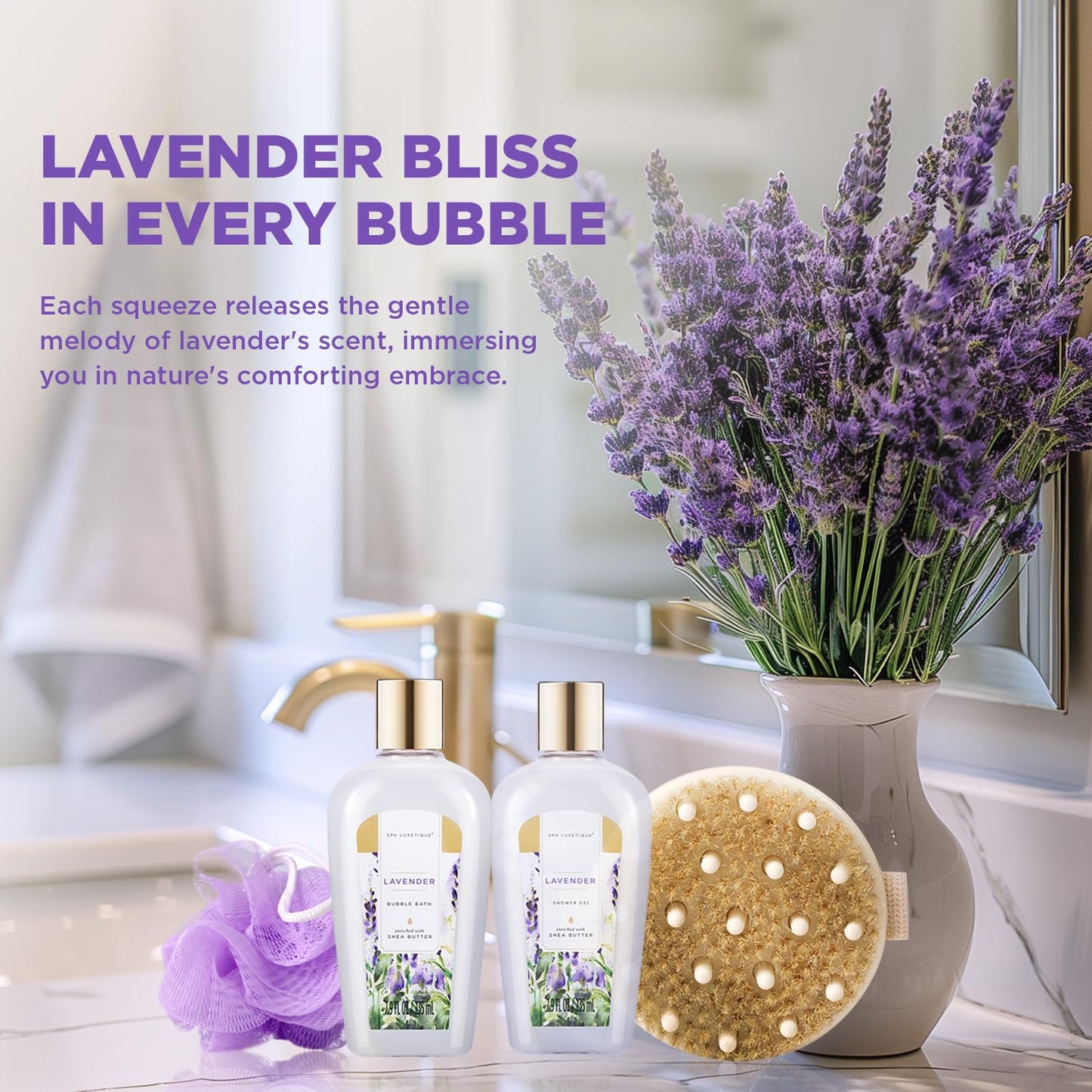 Spa Luxetique Gifts for Women Lavender Gift Baskets for Women 15pcs Bath and Body Work Gift Set With Tote Bag Bath Sets for Women Mothers Day Gifts Beauty and Personal Care spa luxetique