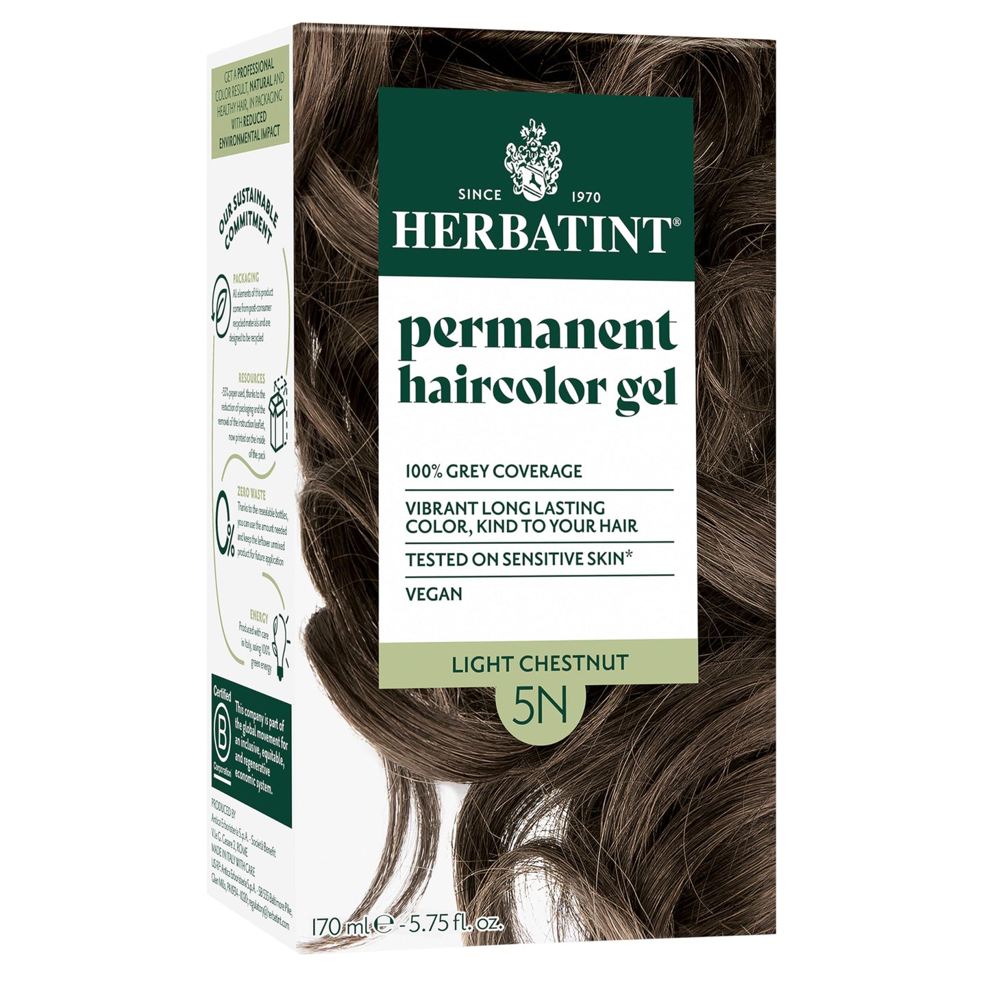 Herbatint 5N Light Chestnut Permanent Hair Dye For Women - For Up To 100% Gray Coverage of Resistant Gray Hair - Ammonia-Free, Alcohol-Free & Vegan Beauty & Personal Care Herbatint