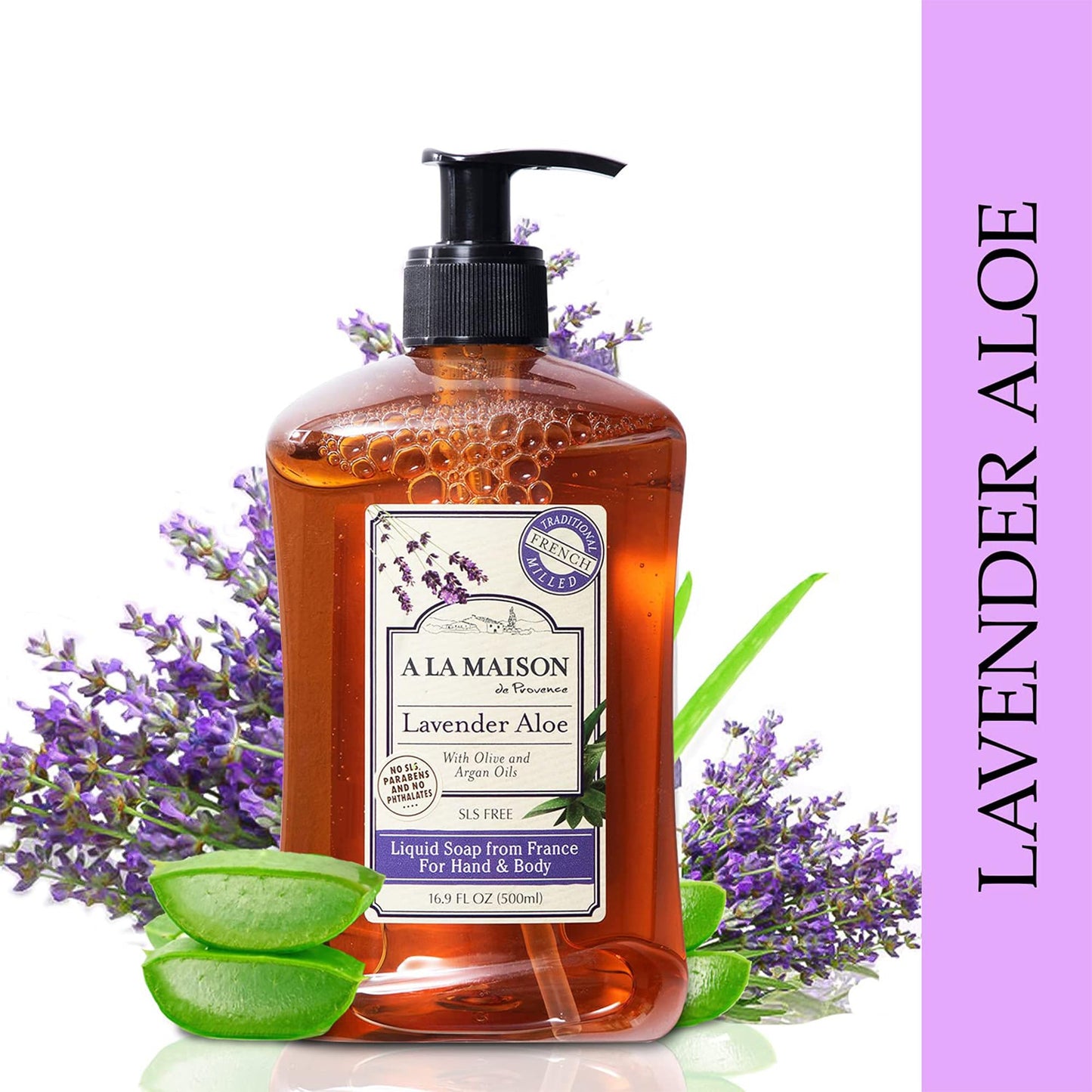 A LA MAISON Lavender Aloe Natural Hand Wash Made with Essential Oils - Biodegradable, Plant-Based, Vegan, Cruelty-Free 16.90 Fl Oz (Pack of 6) Beauty & Personal Care A LA MAISON