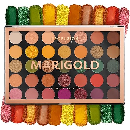 Profusion Cosmetics Marigold 35 Shade Eyeshadow Palette - Multicolor Blendable Natural Shades in Matte, Shimmer, and Glitter Finishes, Long-Wear… Beauty & Personal Care Profusion Cosmetics
