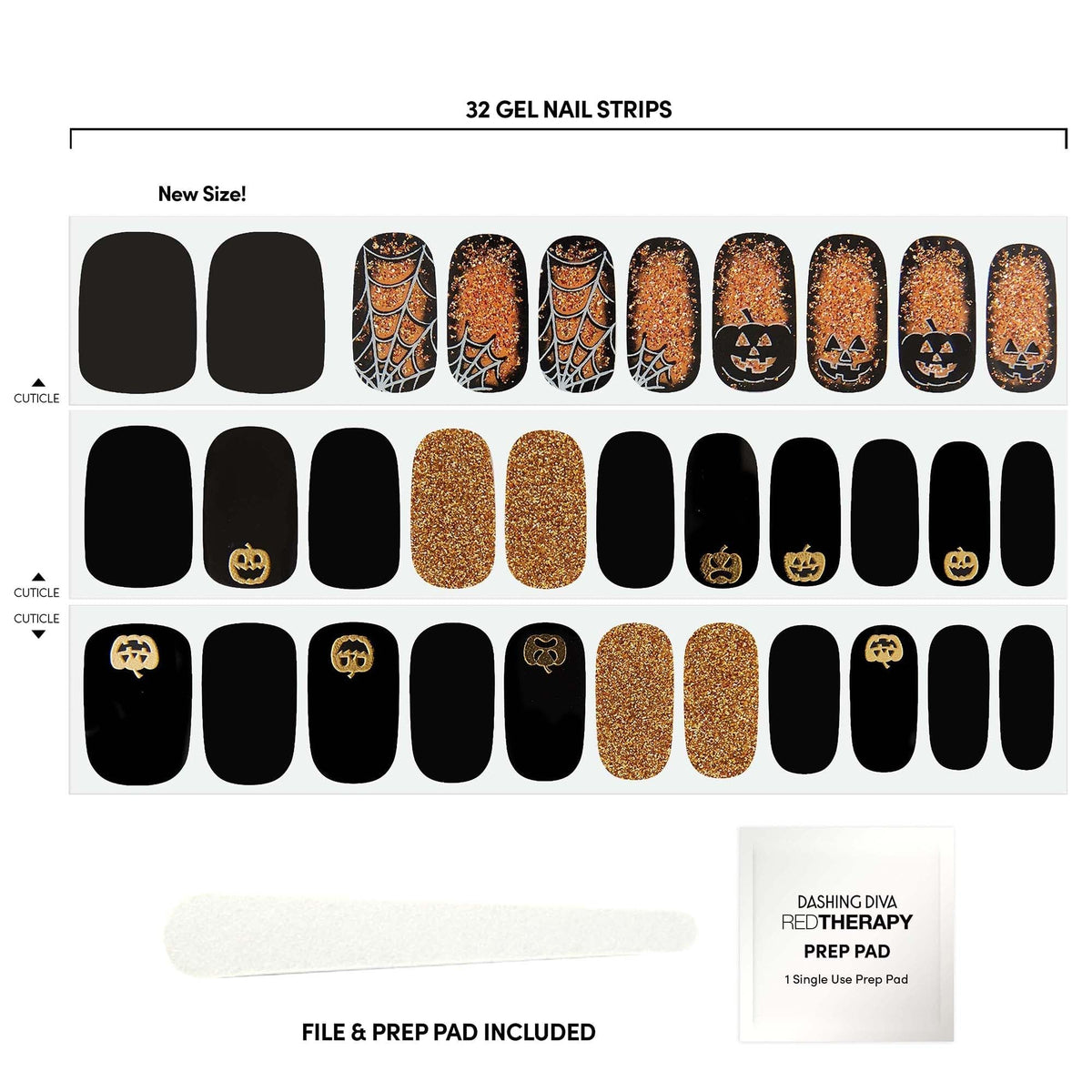 Dashing Diva Gloss Halloween Nail Strips - Twisted Nightmare | UV Free, Long Lasting, Cute Halloween Gel Nail Stickers | Contains 32 Nail Wraps, 1
