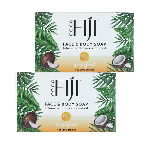 Coco Fiji Soap Bar for Face and Body Infused With Organic Coconut Oil, Grapefruit, Essential Oil, Natural Soap for Moisturizing & Pore Purifying Skin Beauty & Personal Care Organic Fiji