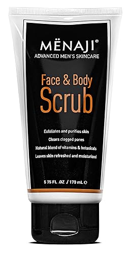 MËNAJI Face & Body Scrub - Exfoliating Mens Face Wash and Body Scrub - Deep Clean for Sensitive Skin - All Natural Skin Care - 5.75 Fl Oz Beauty & Personal Care Menaji