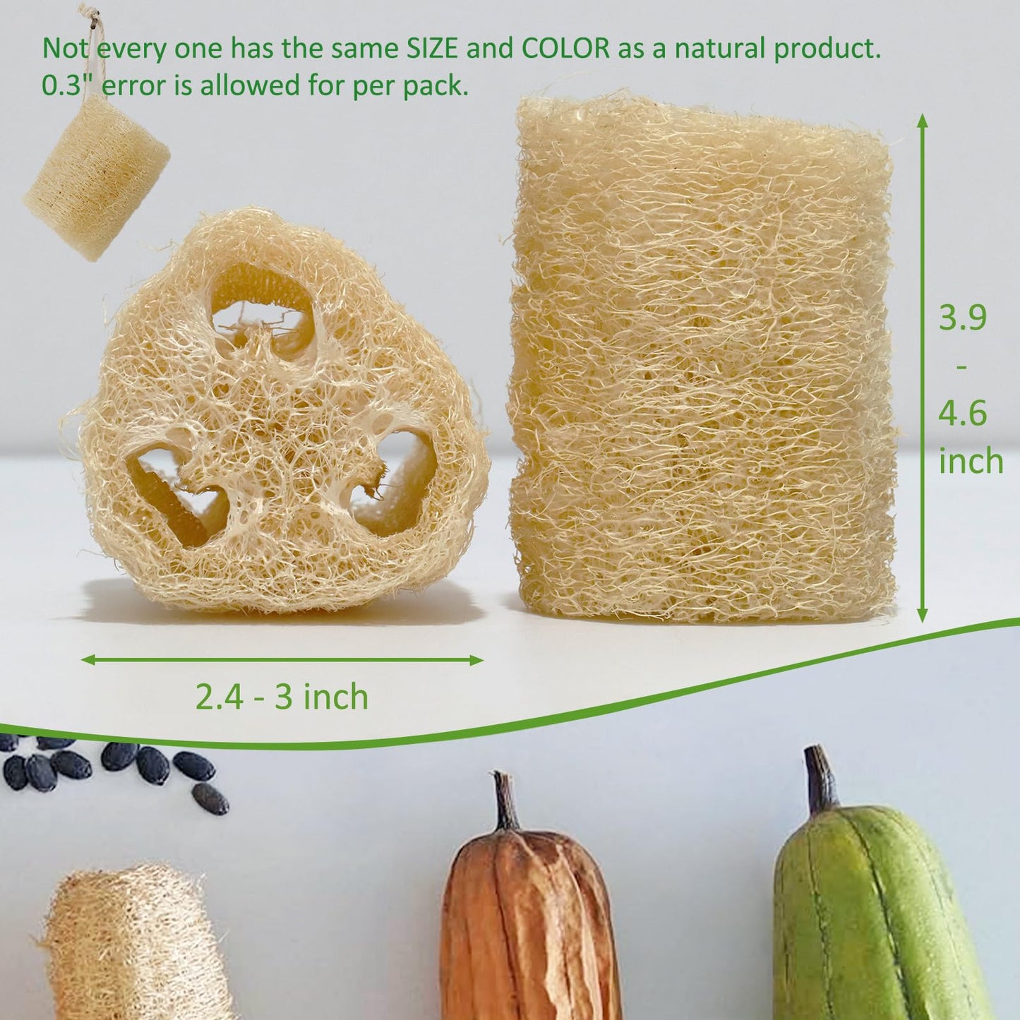 FRTIM Natural Loofah Sponge, Organic Bath Loofah Pack, Lufas Exfoliating Body Scrubber, Loofas Sponges Shower Loofah for Women and Men, Skin SPA Beauty & Personal Care FRTIM