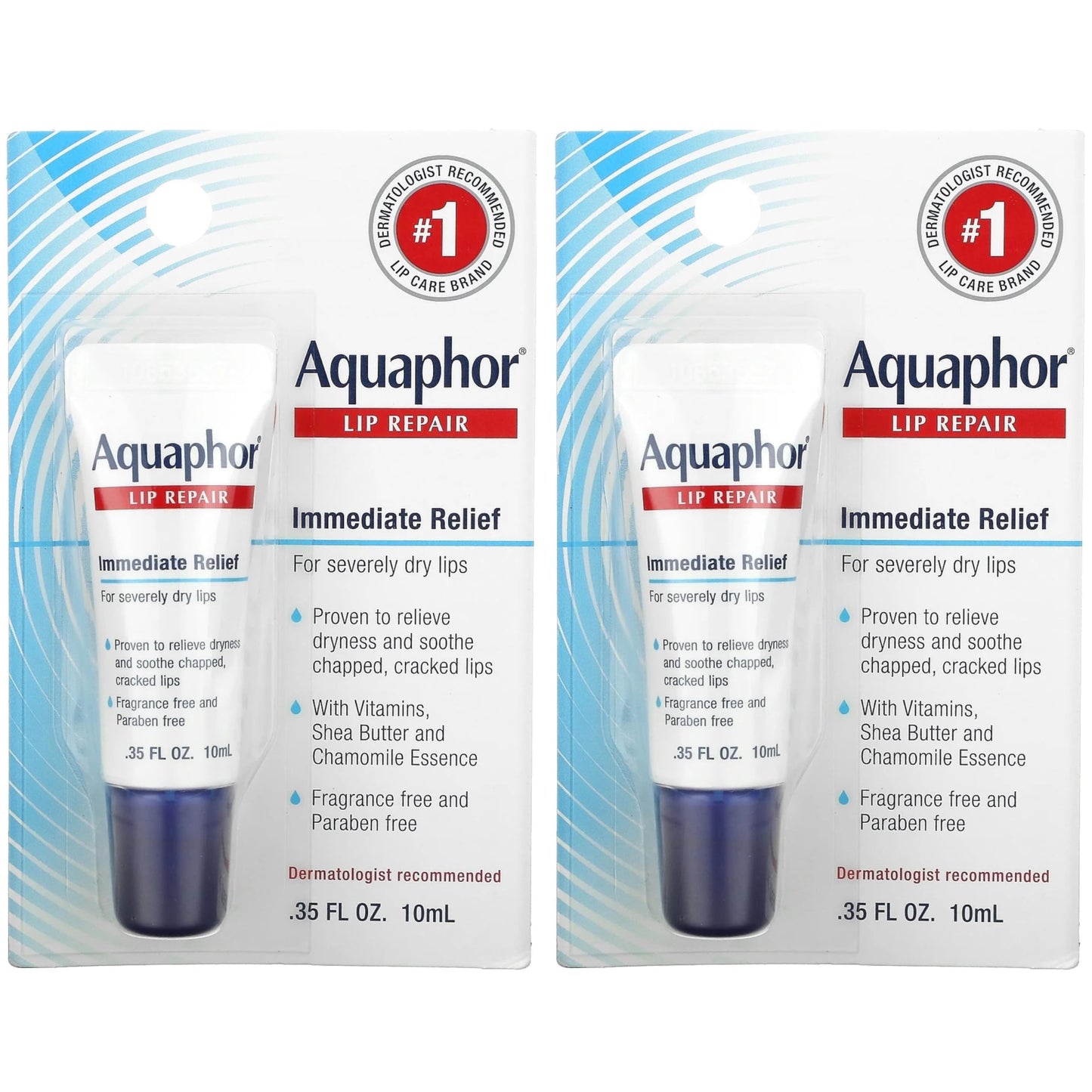 Aquaphor Lip Repair Ointment, Long-lasting Moisture to Soothe Dry Chapped Lips, 0.35 fl oz Tube, 2-Pack Beauty and Personal Care Aquaphor