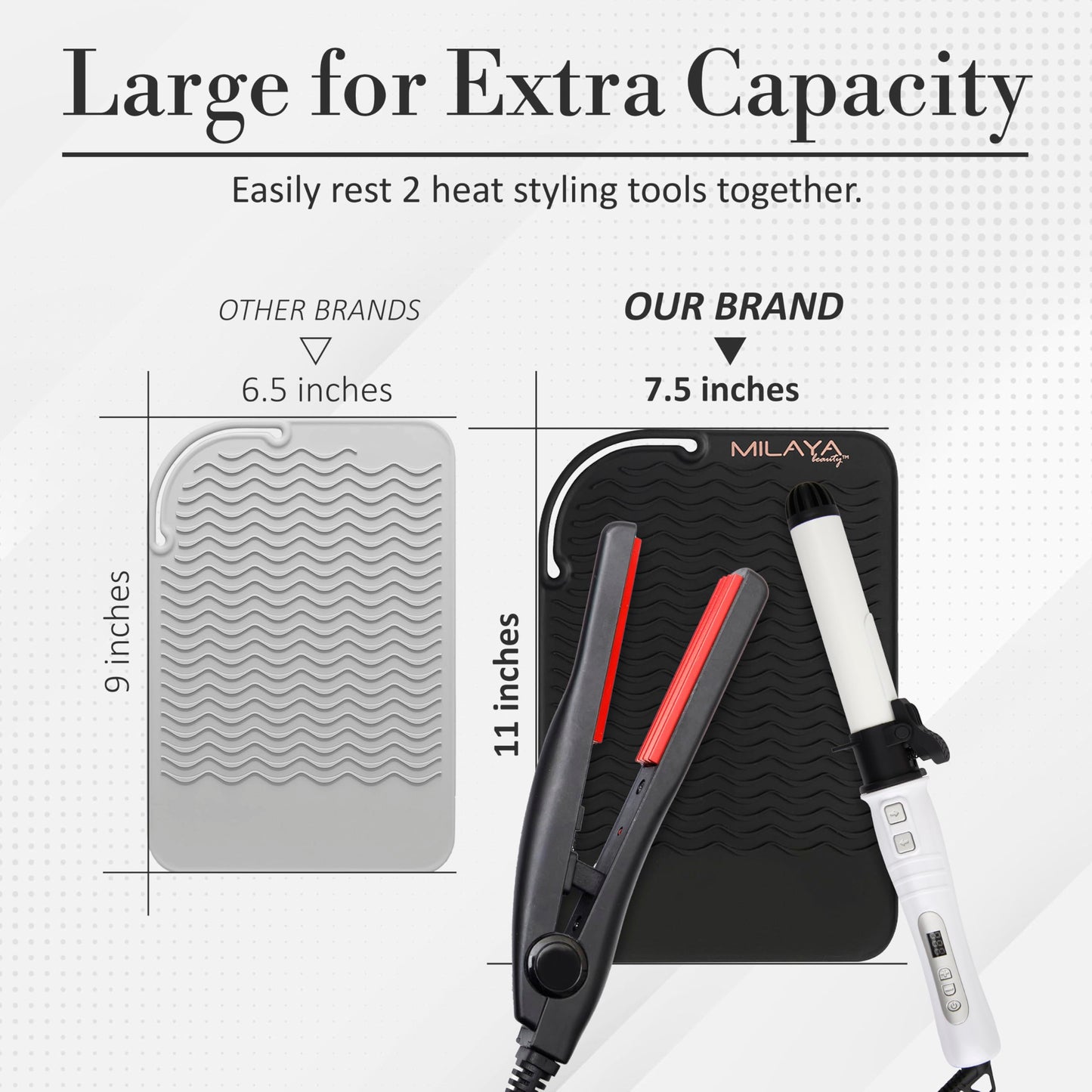 Milaya Beauty Vanity Accessories Heat Resistant Mat - Silicone Flat Iron & Curling Iron Holder, Non-Slip Vanity Mat & Hot Tool Mat for Home, Salon, or Beauty & Personal Care Milaya Beauty
