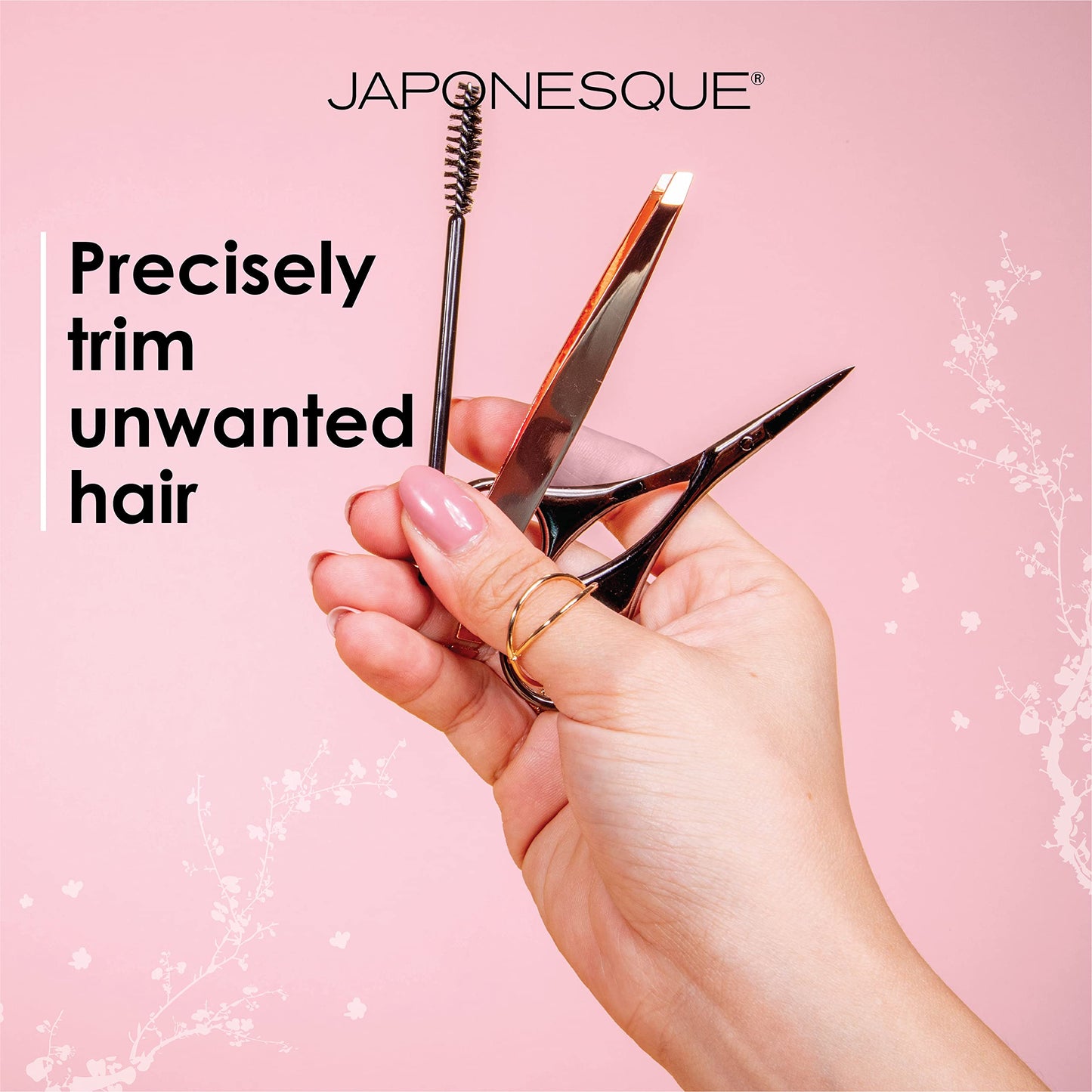 JAPONESQUE Luxe Brow Kit, Rose Gold Slant Tweezers, Beauty Scissors, One Spoolie Brush Beauty and Personal Care JAPONESQUE