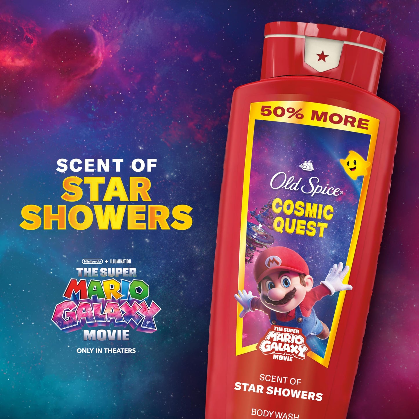 Old Spice Body & Face Wash for Men, x The Super Mario Galaxy Movie, 3X Defense, 24/7 Shower Fresh with Long Lasting Scent, Smell Super with Cosmic Beauty & Personal Care Old Spice