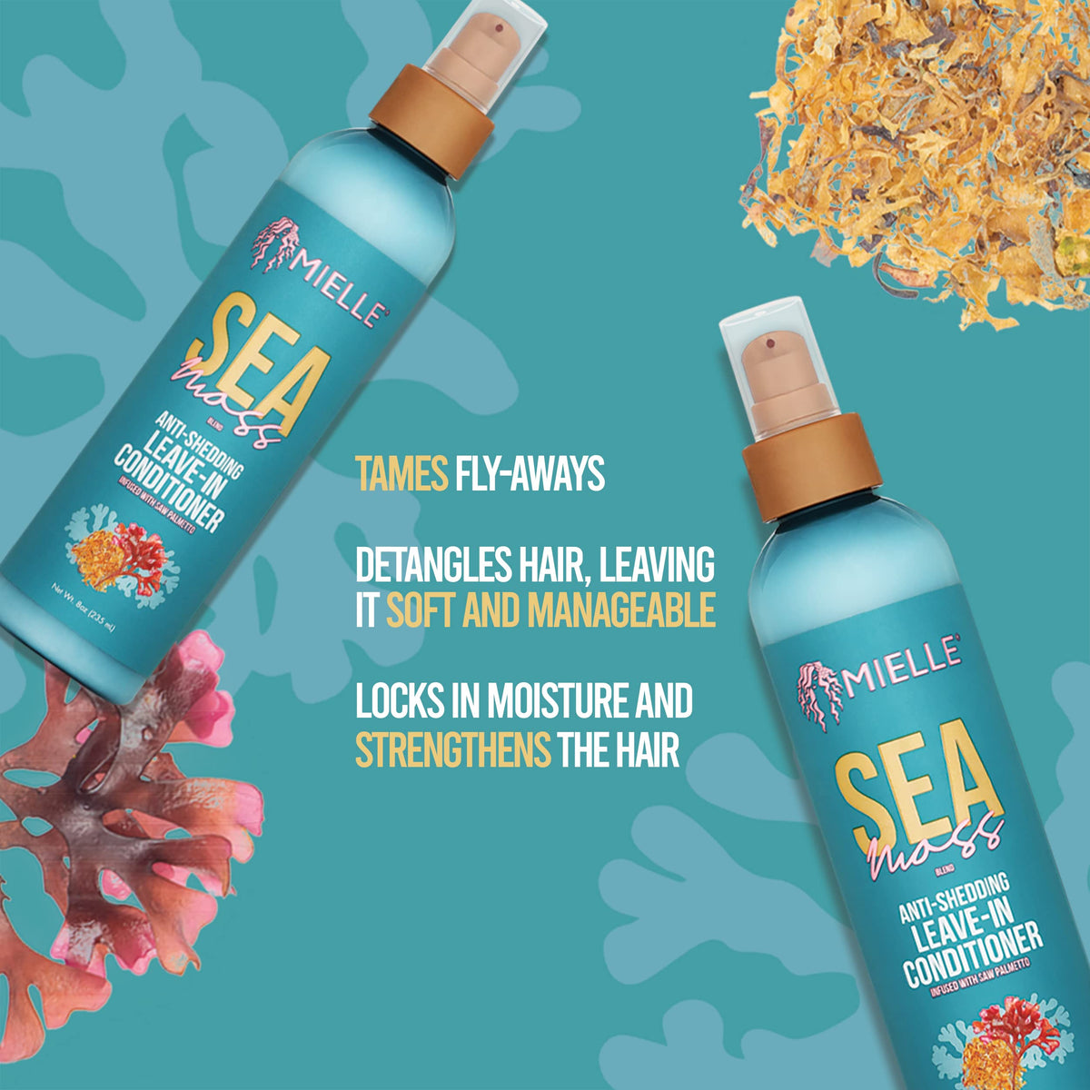Mielle Organics Sea Moss Anti-Shedding Leave In Conditioner for Curly Hair - Moisturizing Leave In Treatment Spray to Detangle, Style and Refresh