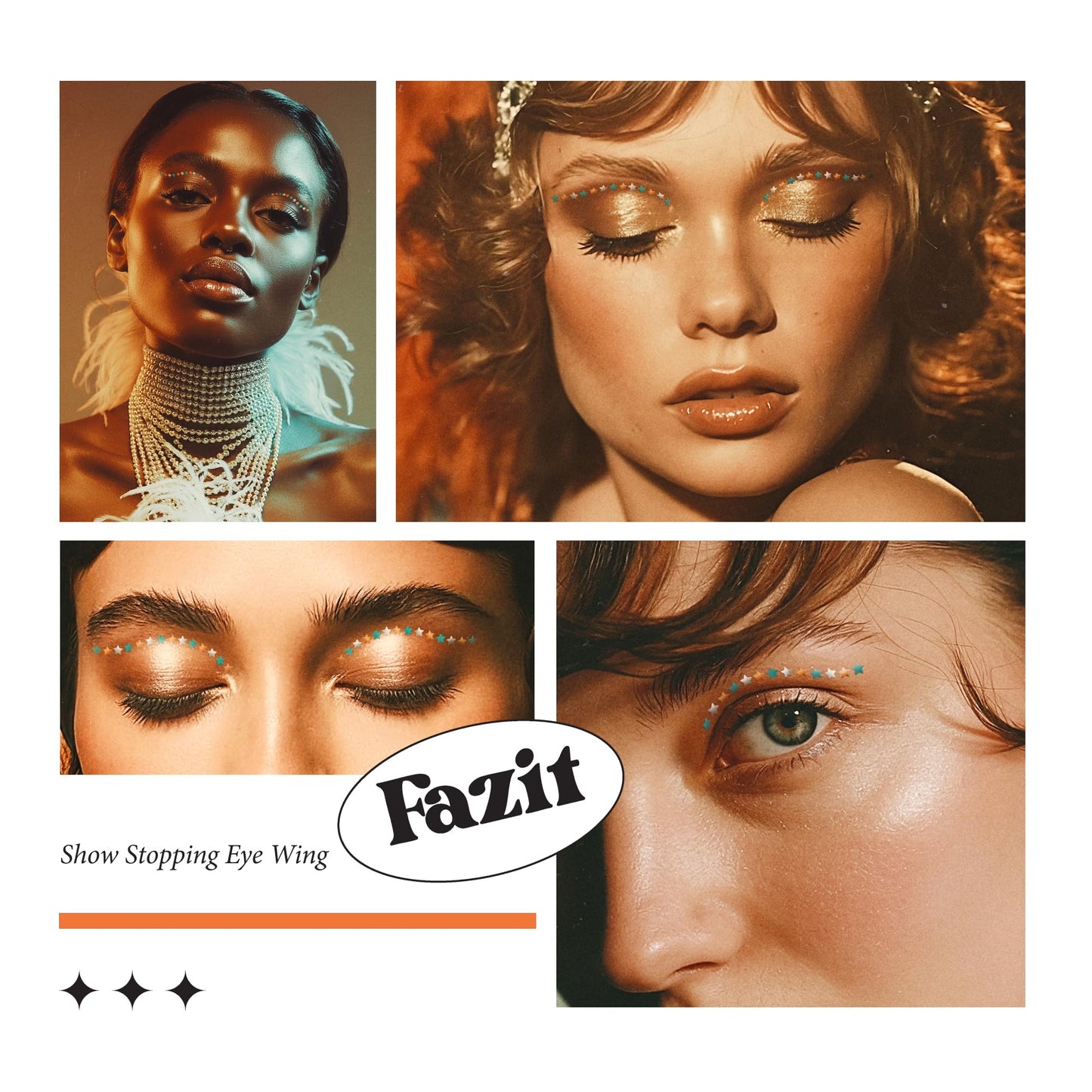 Fazit Makeup Patches - Show Stopping Wing Eyes - Glow Up Make-Up Patches - Cute Glitter Makeup Accessories For Women - Cosmetic Glitter For Face Beauty & Personal Care Fazit