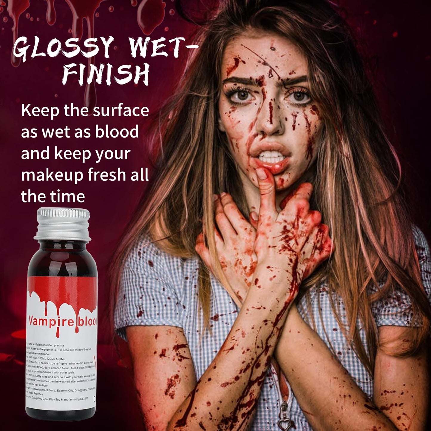 Halloween Fake Blood Washable, Realistic Effects Fake Blood for Scar Wound and Clothes,Easy Dry Flow Fake Blood for Eyes Drips Nose Bleeds Beauty & Personal Care Js2U ZW