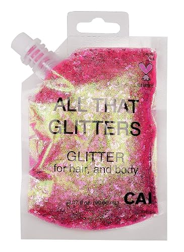 Hair and Body Glitter Bag Pouch Holographic Cosmetic Grade Glamour 90ml, Pink Beauty & Personal Care CAI BEAUTY NYC