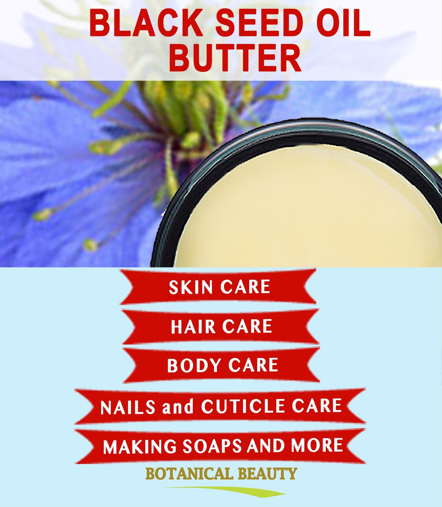 Botanical Beauty BLACK SEED OIL BUTTER 100% Natural Pure Virgin Unrefined Raw for FACE, SKIN, BODY, HAIR, NAILS, DRY SKIN. Organic Black Seed Oil Beauty & Personal Care Botanical Beauty