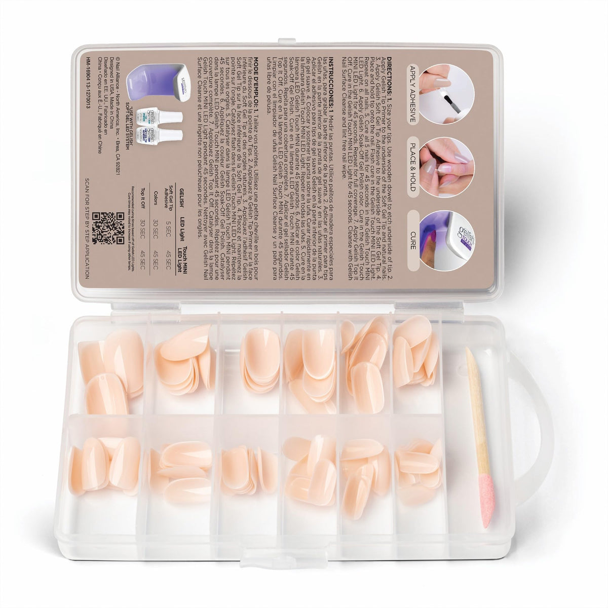 Gelish Nude Soft Gel™ Tips Press on Nails Extension - Light Nude Short Round, 120 Count