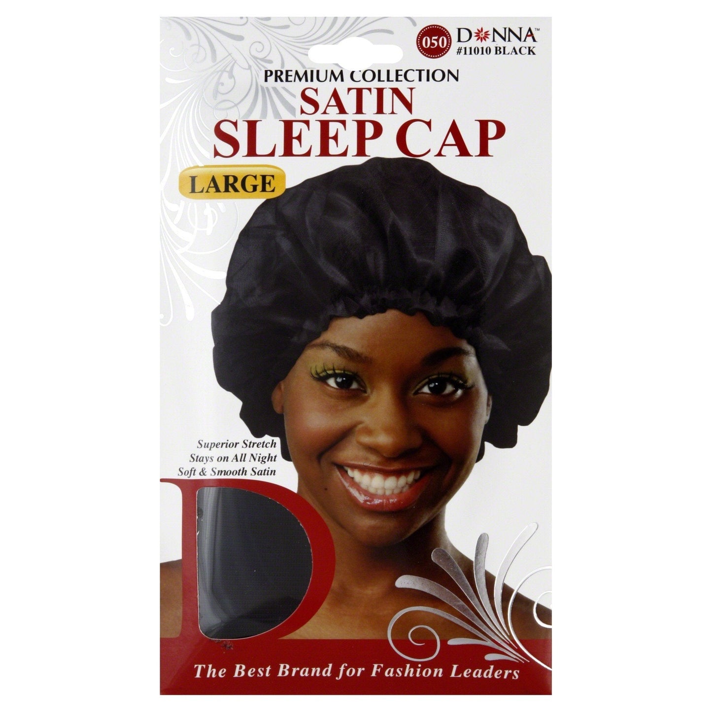 Donna Collection Satin Sleep Cap, Black Beauty and Personal Care Donna Collection