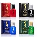 NovoGlow Solo 4-Piece Mini Fragrance Set for Men EDP - Solo Red, Blue, Black & Green - Combination of Woody, Citrus & Spicy Scents - Suitable For All Beauty & Personal Care NovoGlow