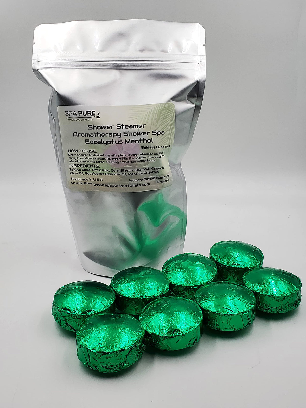 Menthol Eucalyptus Aromatherapy Shower Bombs: Large Fizzies Made with 100% Natural/Organic Essential Oils - Transform Your Shower (8 Count) Pack of 1 Beauty & Personal Care Spa Pure